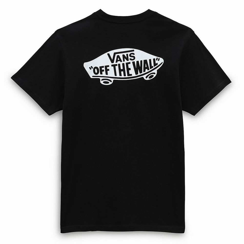 Men's Vans Off The Wall Classic T Shirts Black / White | USA70419