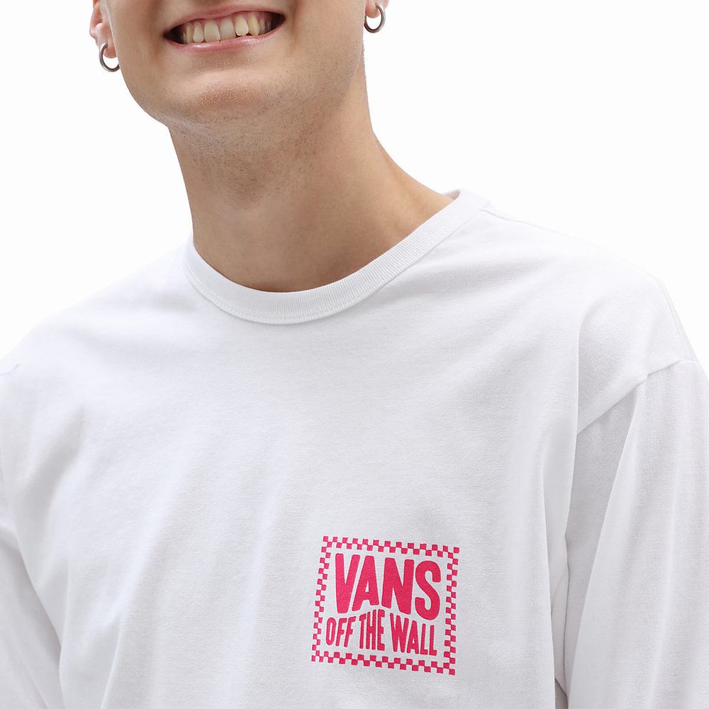 Men's Vans Off The Wall Classic Wavy Check T Shirts White | USA18256