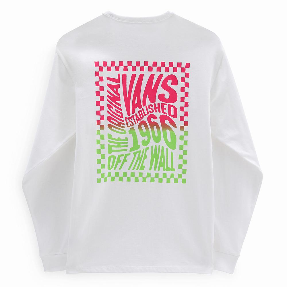 Men's Vans Off The Wall Classic Wavy Check T Shirts White | USA18256