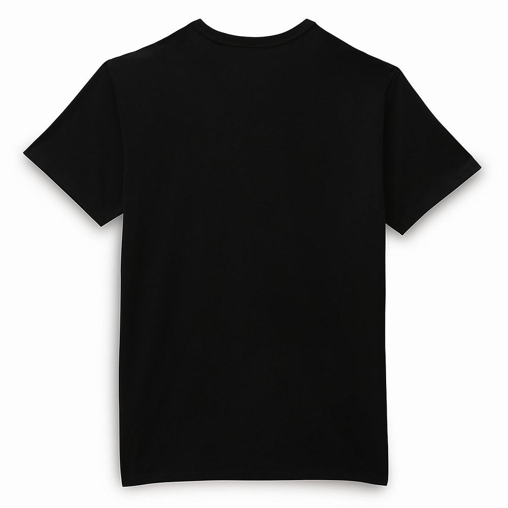 Men's Vans Off The Wall Front Patch T Shirts Black | USA73569