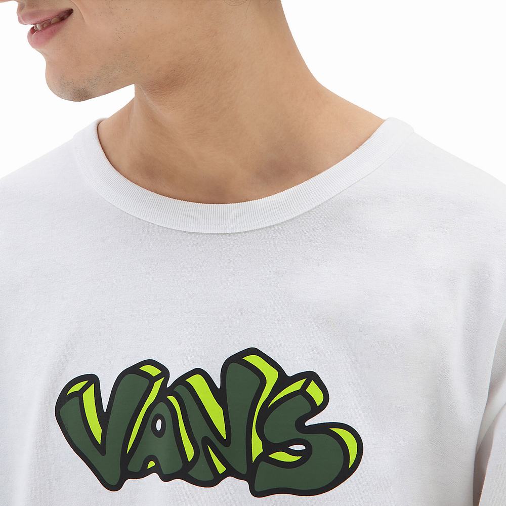 Men's Vans Off The Wall Graphic Loose Long Sleeve T Shirts White | USA02639