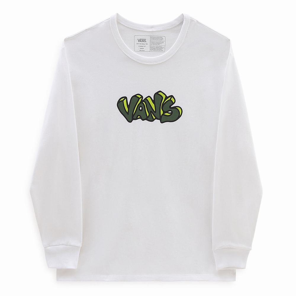 Men's Vans Off The Wall Graphic Loose Long Sleeve T Shirts White | USA02639