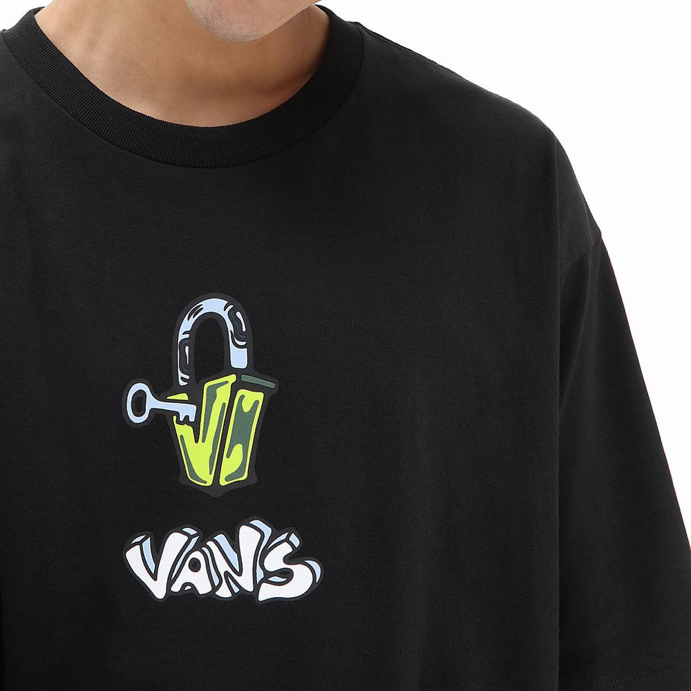 Men's Vans Off The Wall Graphic Loose T Shirts Black | USA83516