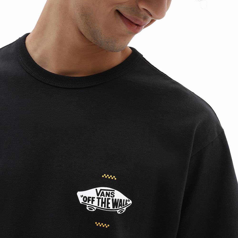 Men's Vans Off The Wall Logo Back T Shirts Black | USA01652