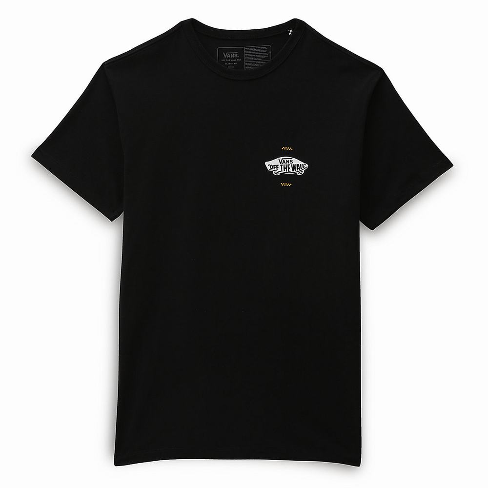 Men's Vans Off The Wall Logo Back T Shirts Black | USA01652