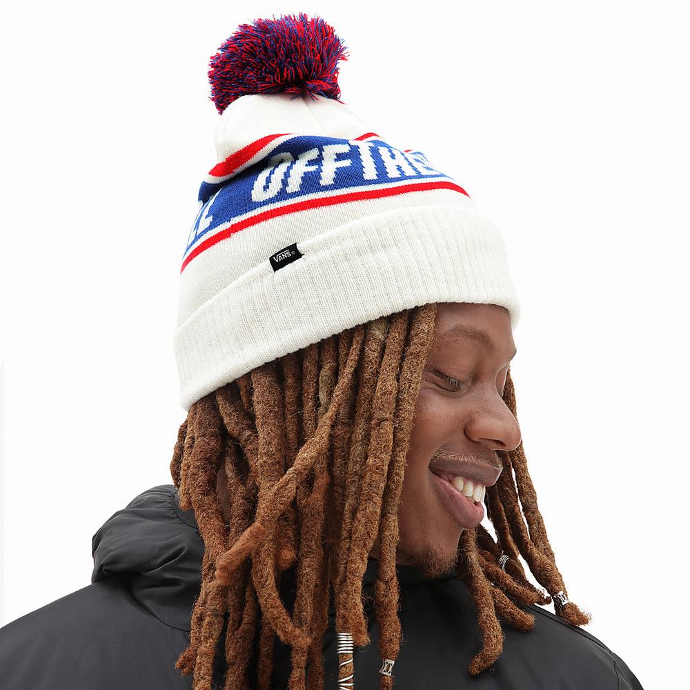 Men's Vans Off The Wall Pom Beanie White | USA92517