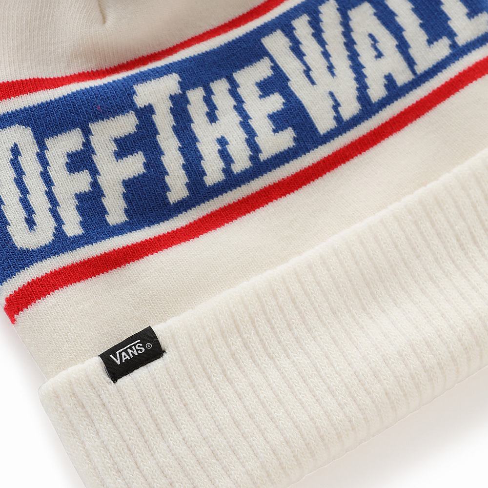 Men's Vans Off The Wall Pom Beanie White | USA92517