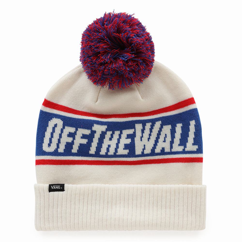 Men\'s Vans Off The Wall Pom Beanie White | USA92517