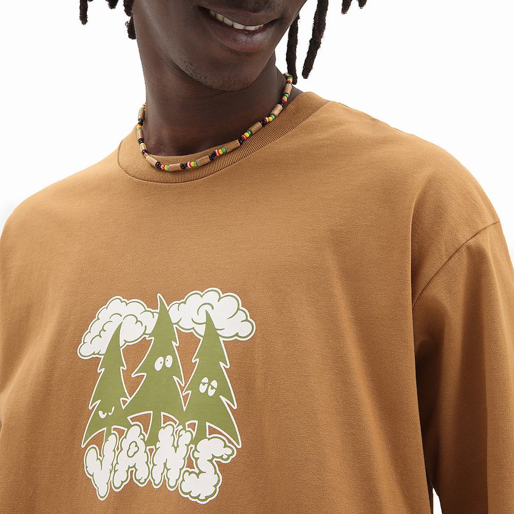 Men's Vans Off The Wall Skate Classics Long Sleeve T Shirts Brown | USA29430