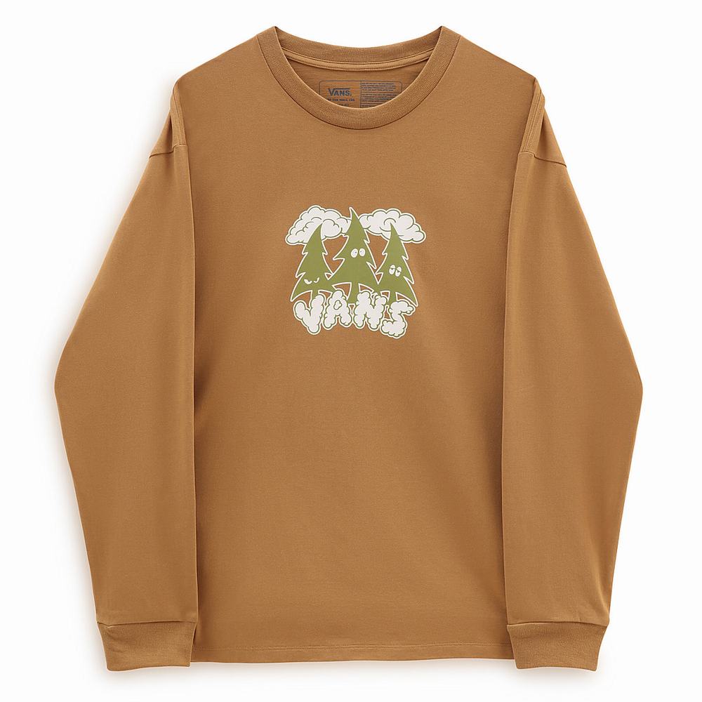 Men's Vans Off The Wall Skate Classics Long Sleeve T Shirts Brown | USA29430