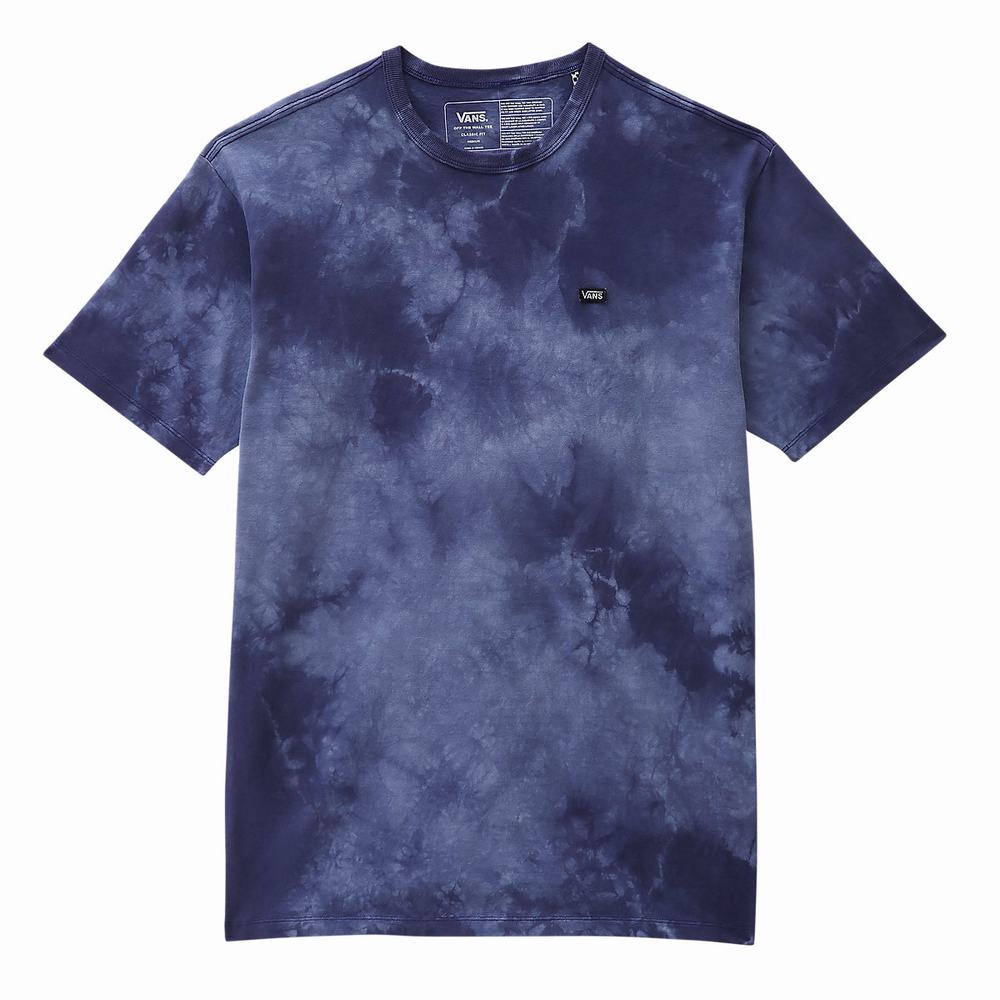 Men's Vans Off The Wall Tie Dye T Shirts Blue | USA26710