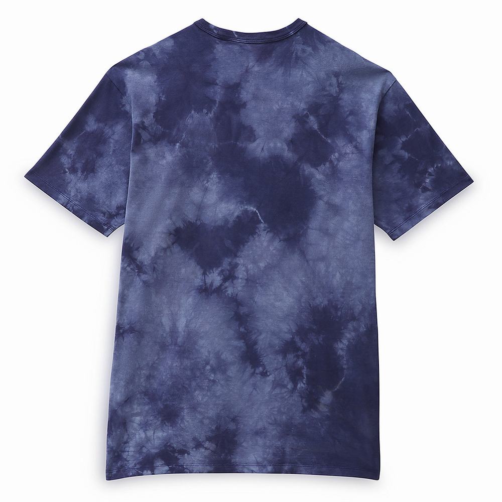 Men's Vans Off The Wall Tie Dye T Shirts Blue | USA26710