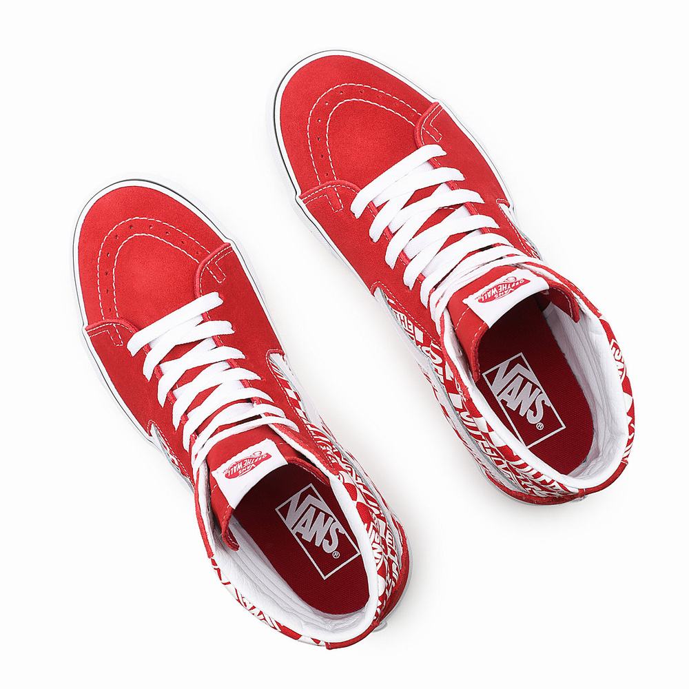 Men's Vans Off the Wall SK8-Hi Sneakers Red | USA56294