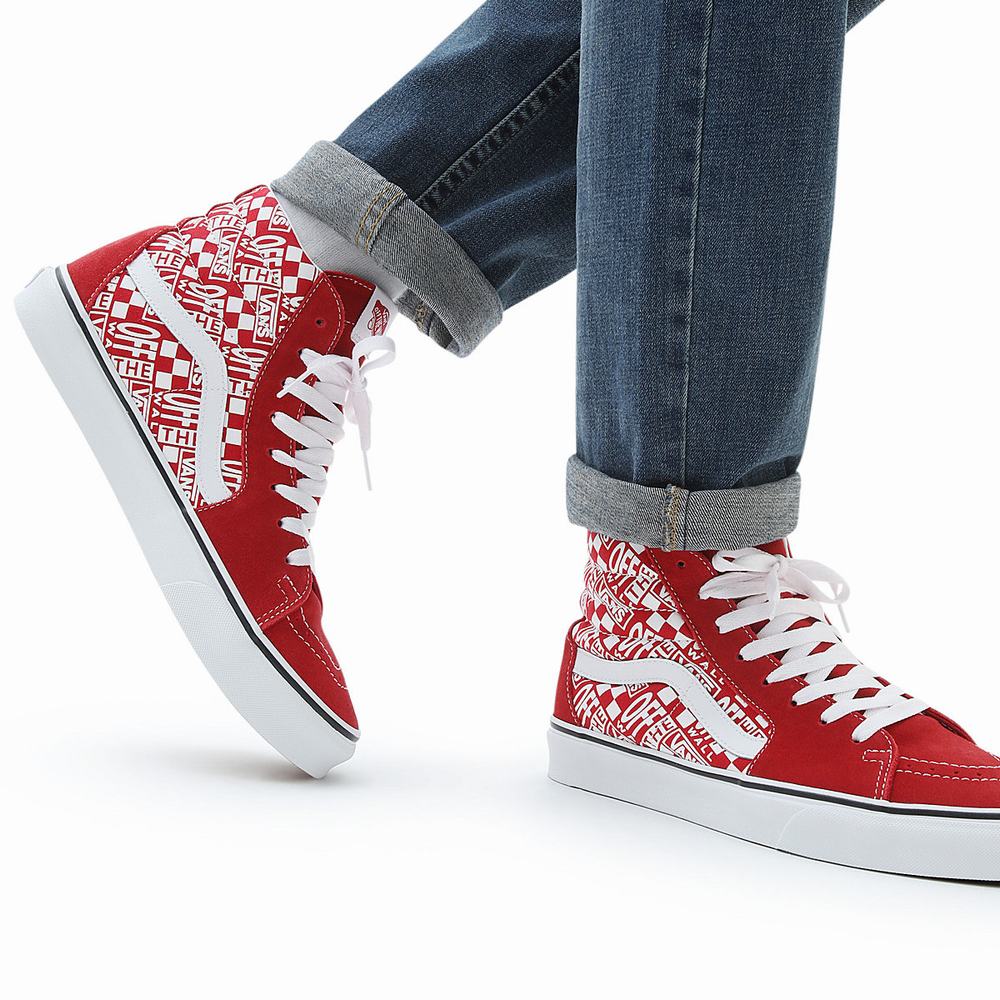 Men's Vans Off the Wall SK8-Hi Sneakers Red | USA56294