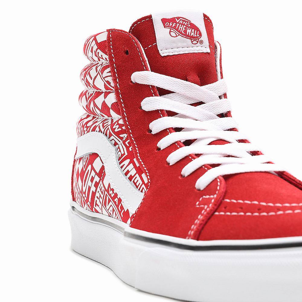 Men's Vans Off the Wall SK8-Hi Sneakers Red | USA56294