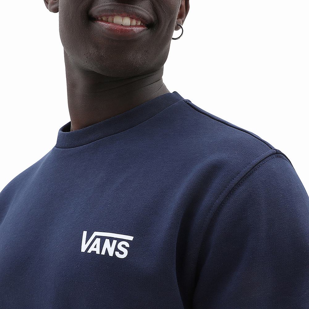 Men's Vans Offset Crew Sweatshirts Blue / White | USA42730