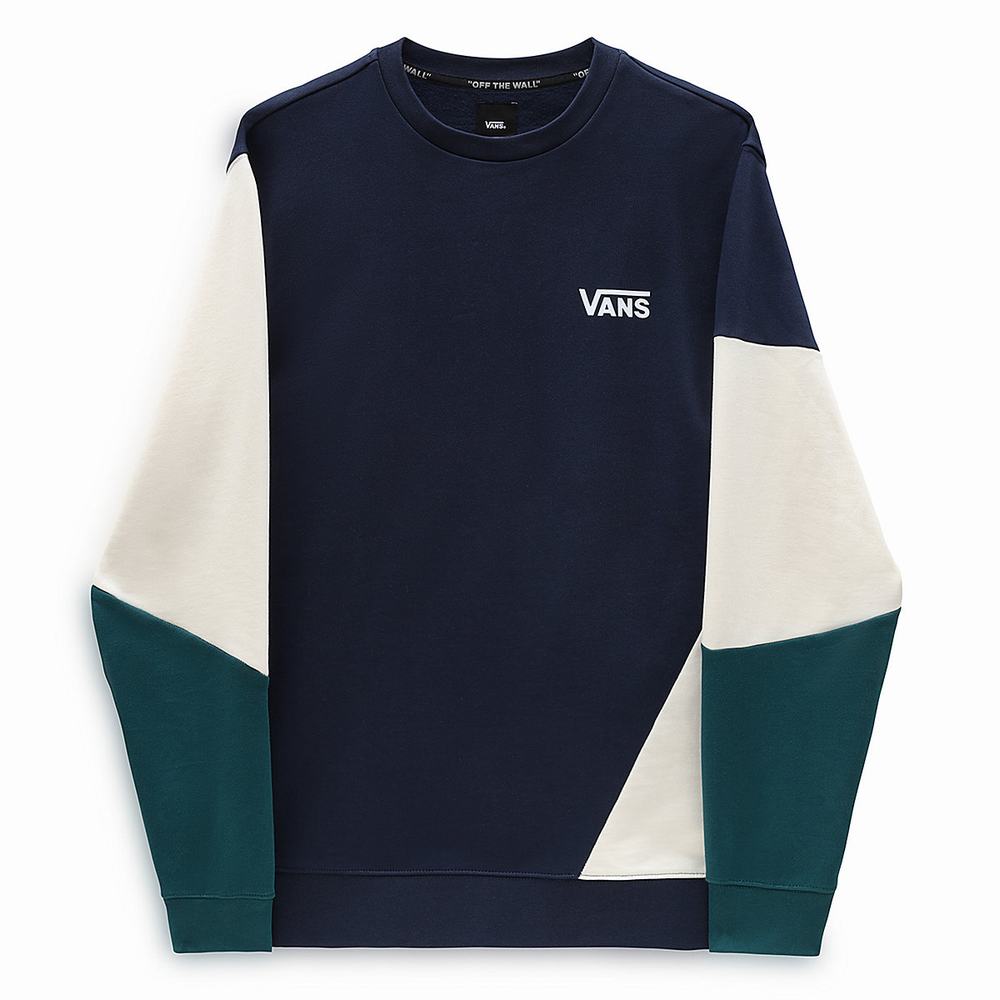 Men's Vans Offset Crew Sweatshirts Blue / White | USA42730