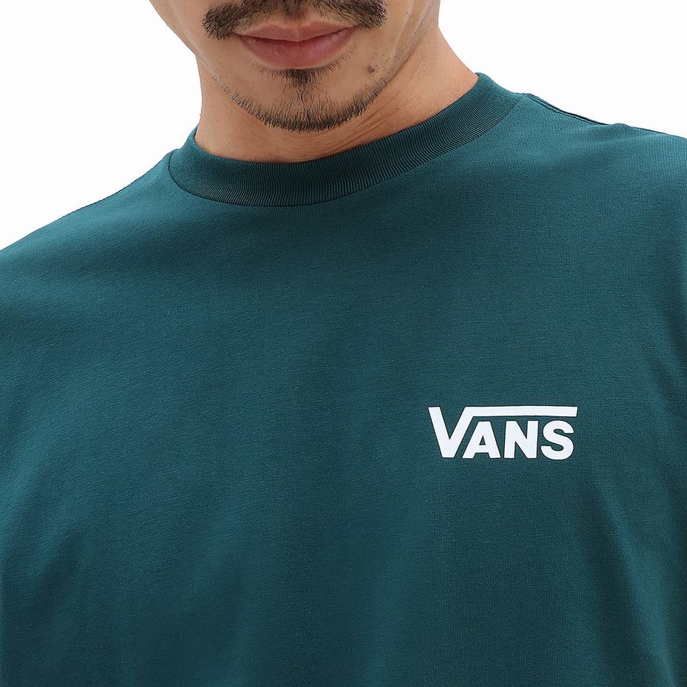 Men's Vans Offset Long Sleeve T Shirts Blue | USA95160