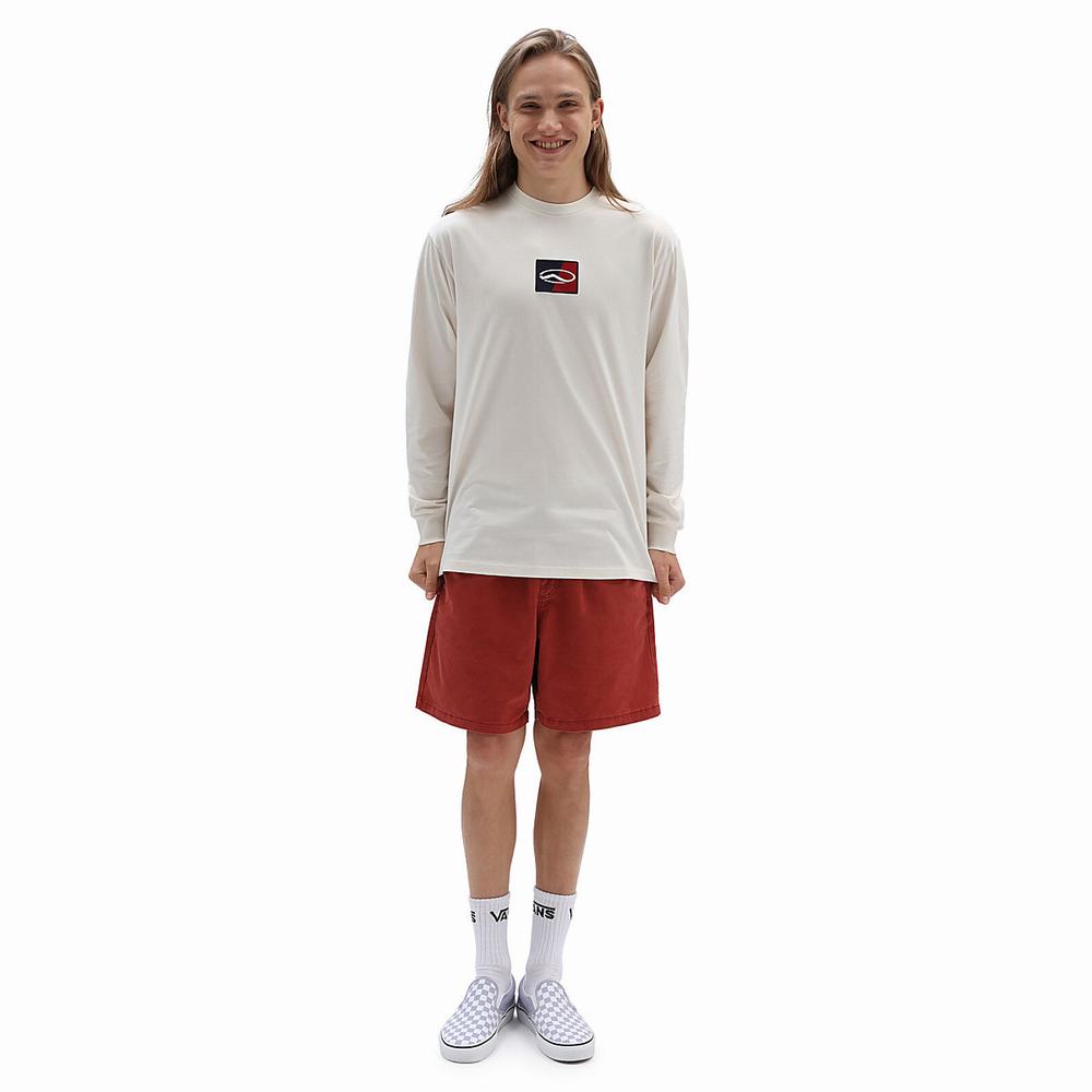 Men's Vans Old Skool Classic Long Sleeve T Shirts White | USA61238