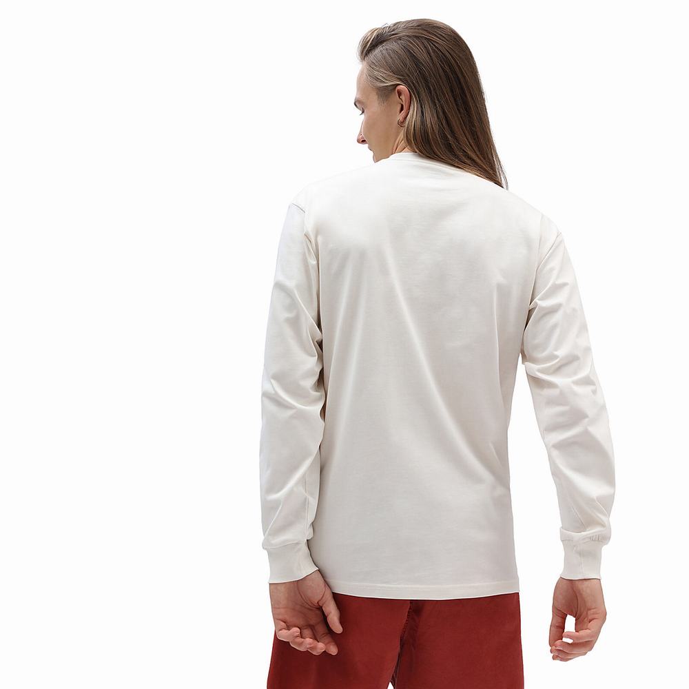 Men's Vans Old Skool Classic Long Sleeve T Shirts White | USA61238