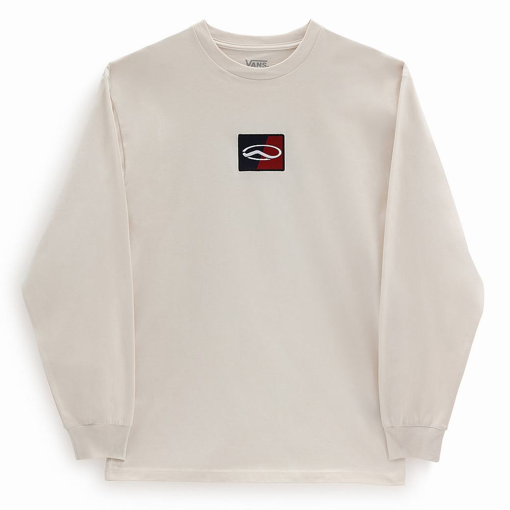 Men's Vans Old Skool Classic Long Sleeve T Shirts White | USA61238