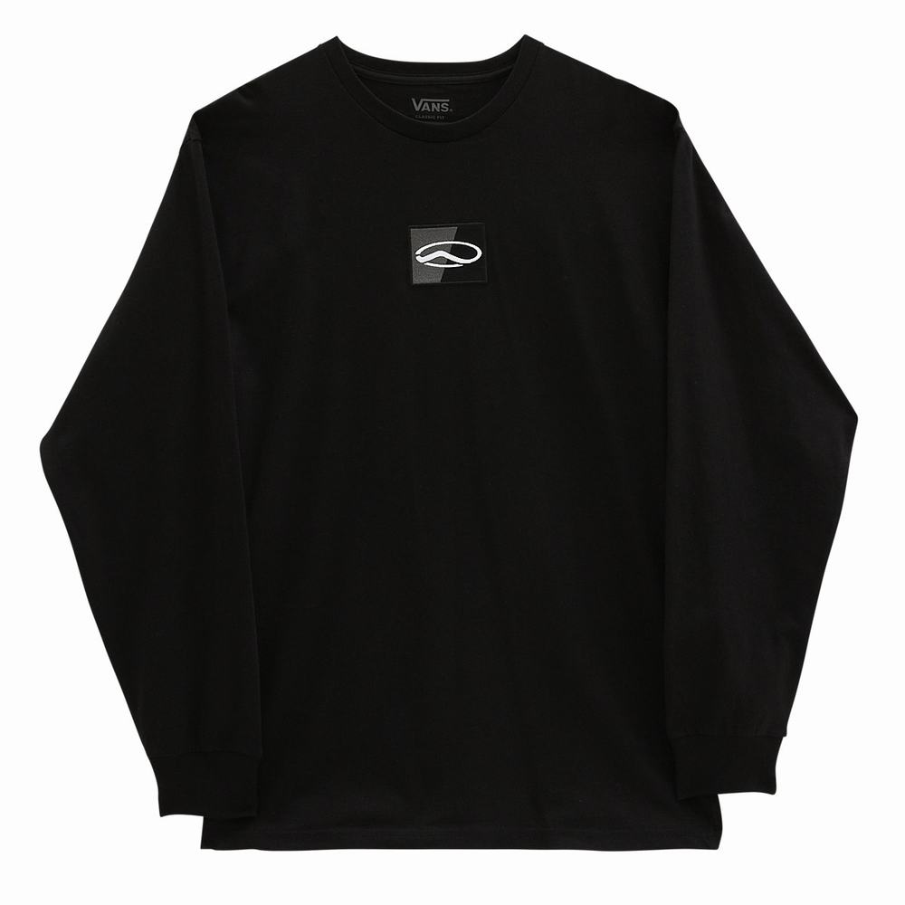 Men's Vans Old Skool Classic Long Sleeve T Shirts Black | USA95302