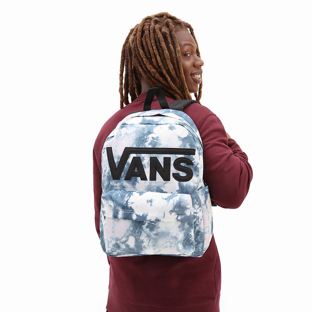 Men's Vans Old Skool Drop V Backpacks Blue / White | USA76041