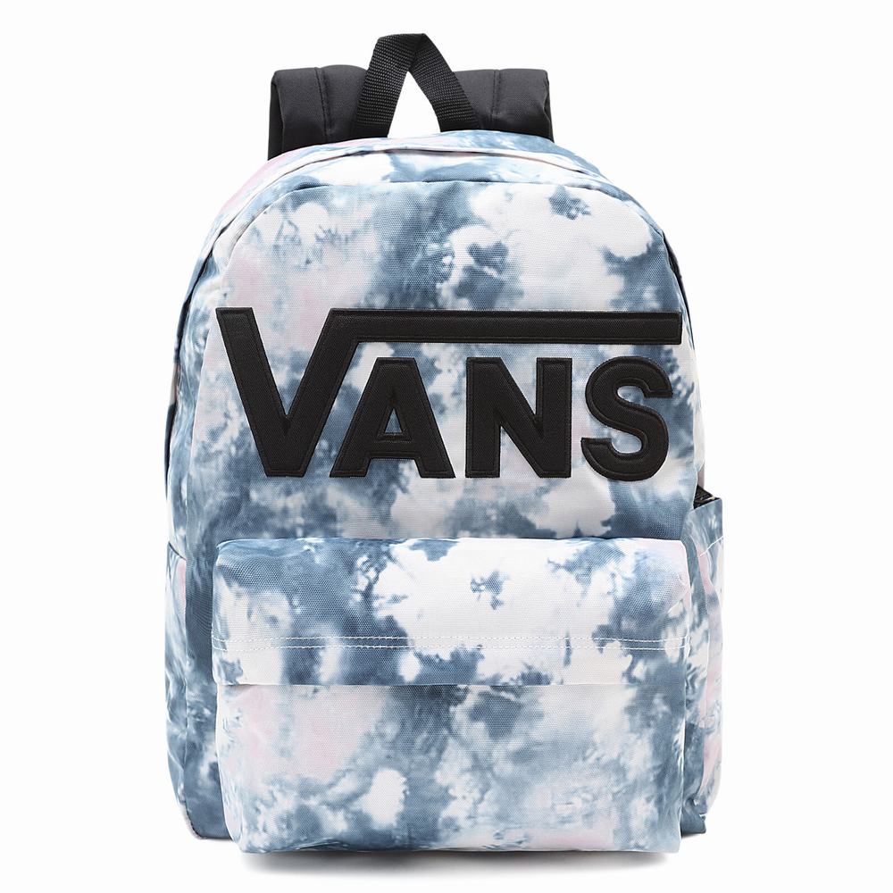 Men\'s Vans Old Skool Drop V Backpacks Blue / White | USA76041