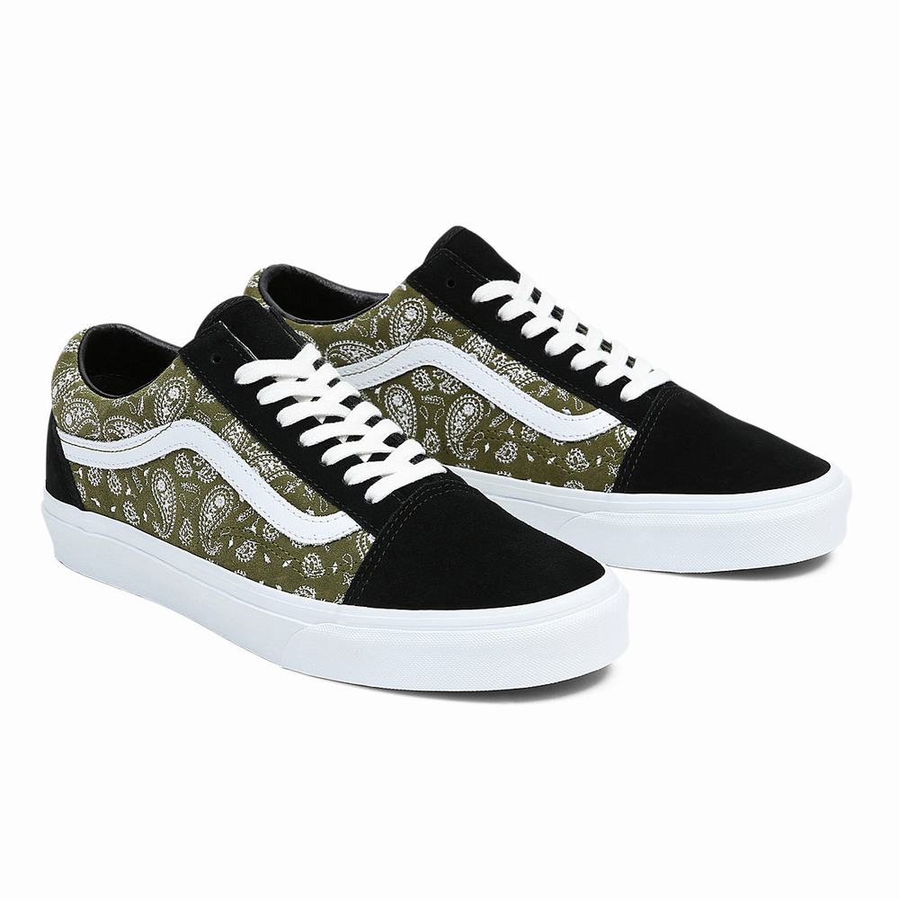 Men\'s Vans Old Skool Sneakers Black / Green | USA34612