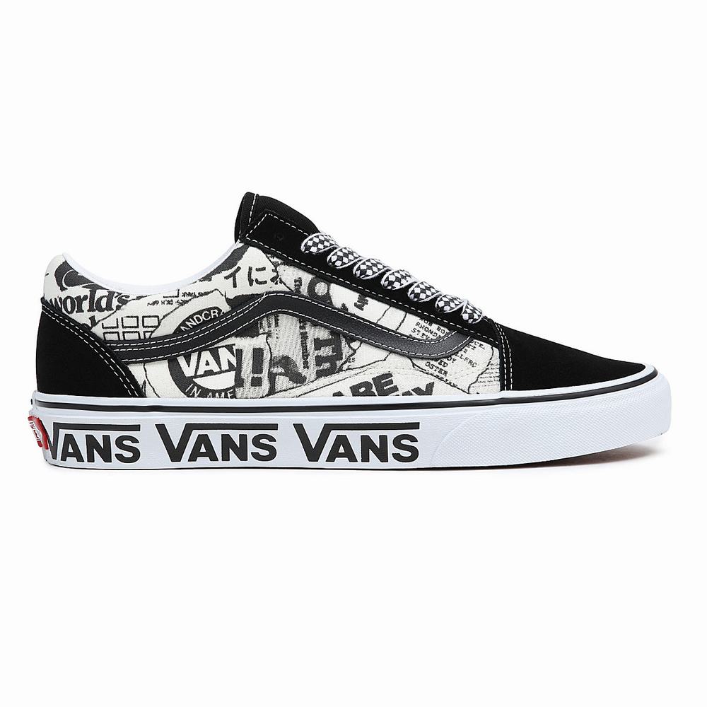 Men's Vans Old Skool Sneakers Black / White | USA69487