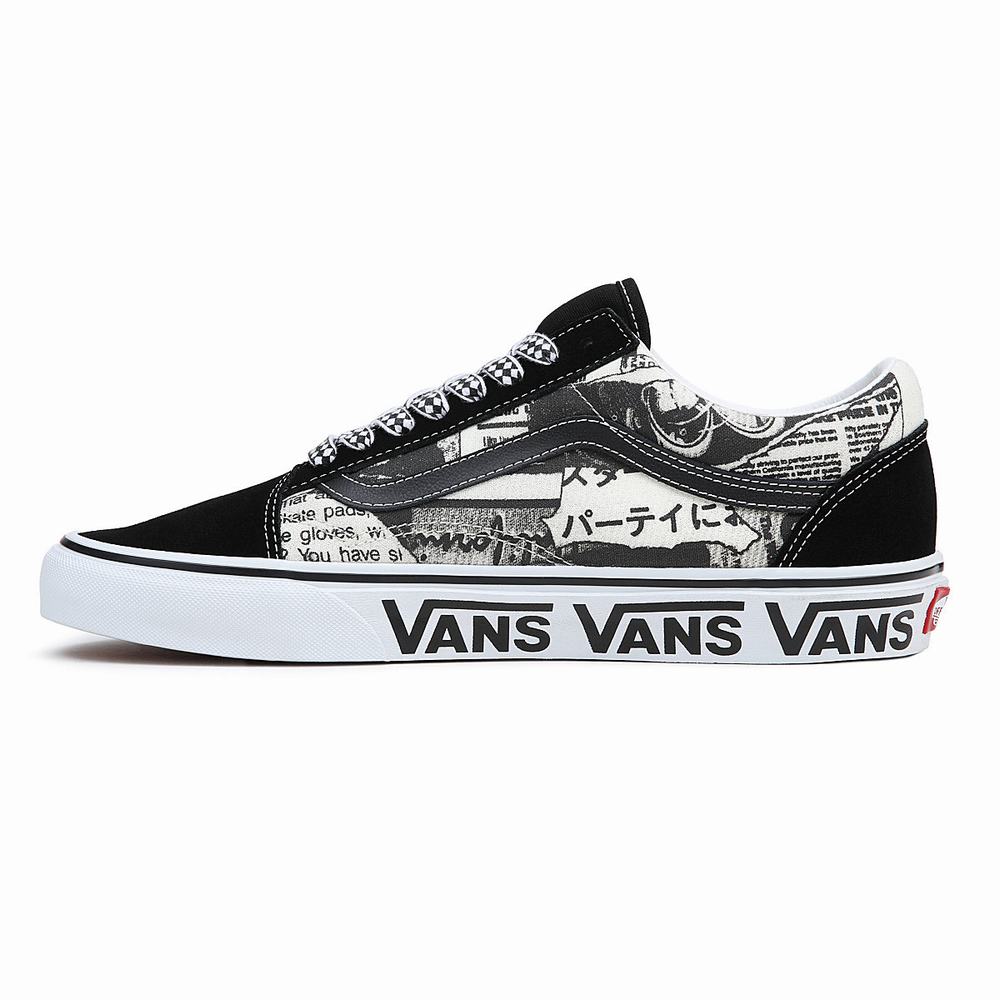 Men's Vans Old Skool Sneakers Black / White | USA69487