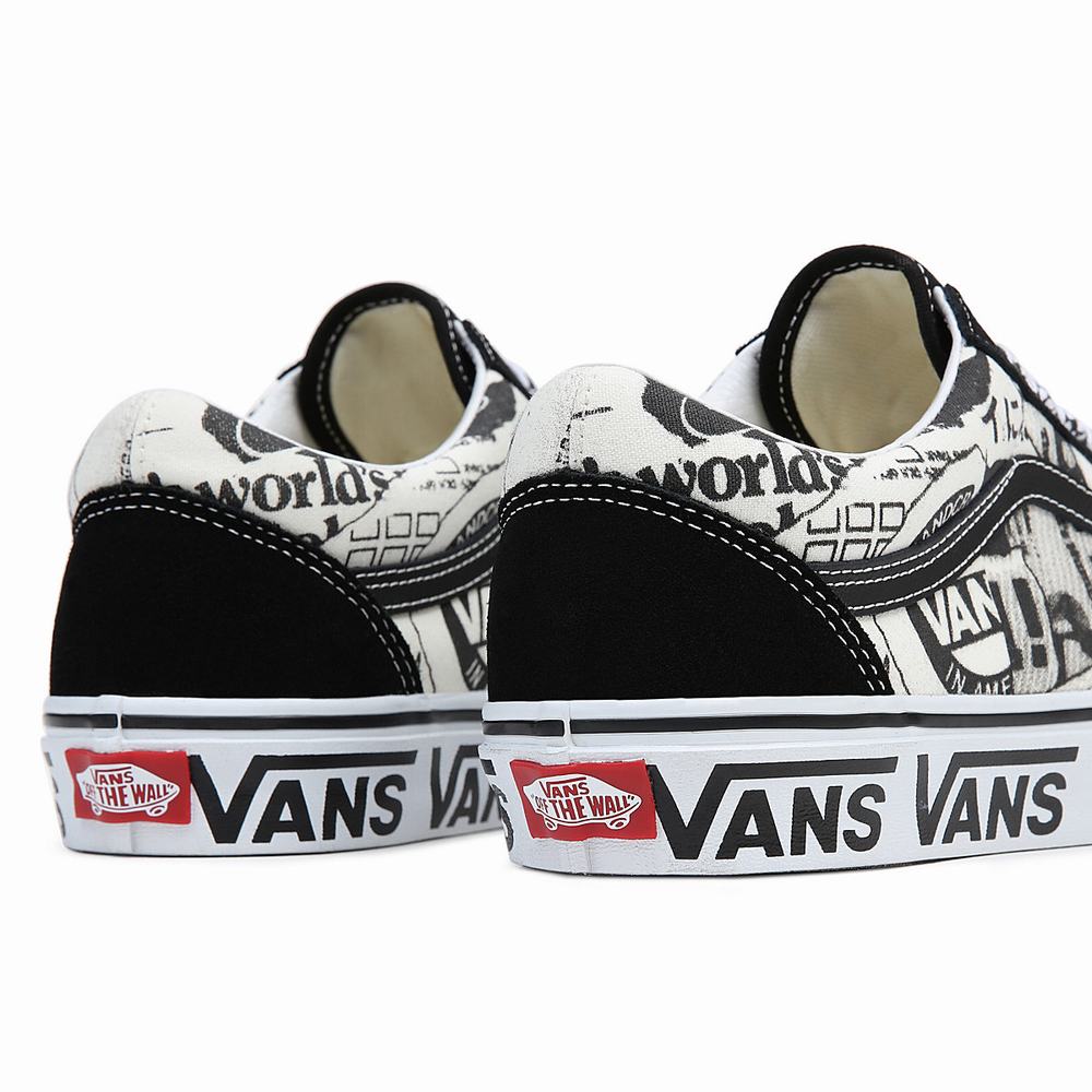 Men's Vans Old Skool Sneakers Black / White | USA69487