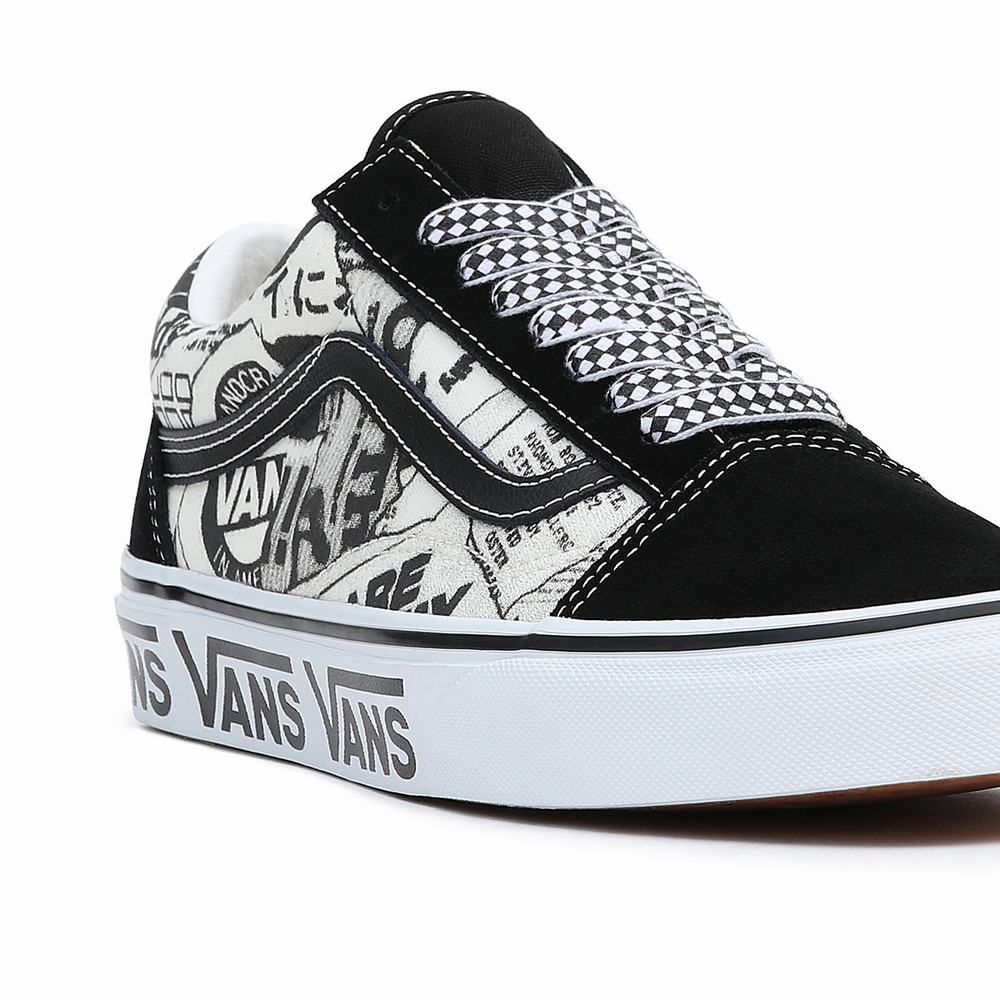 Men's Vans Old Skool Sneakers Black / White | USA69487