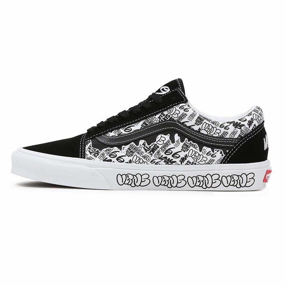 Men's Vans Old Skool Sneakers Black / White | USA74081