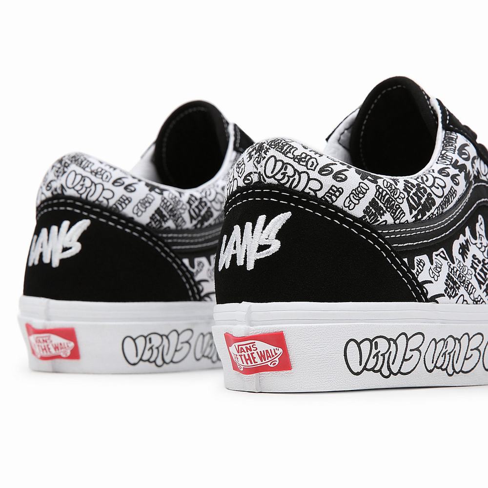 Men's Vans Old Skool Sneakers Black / White | USA74081