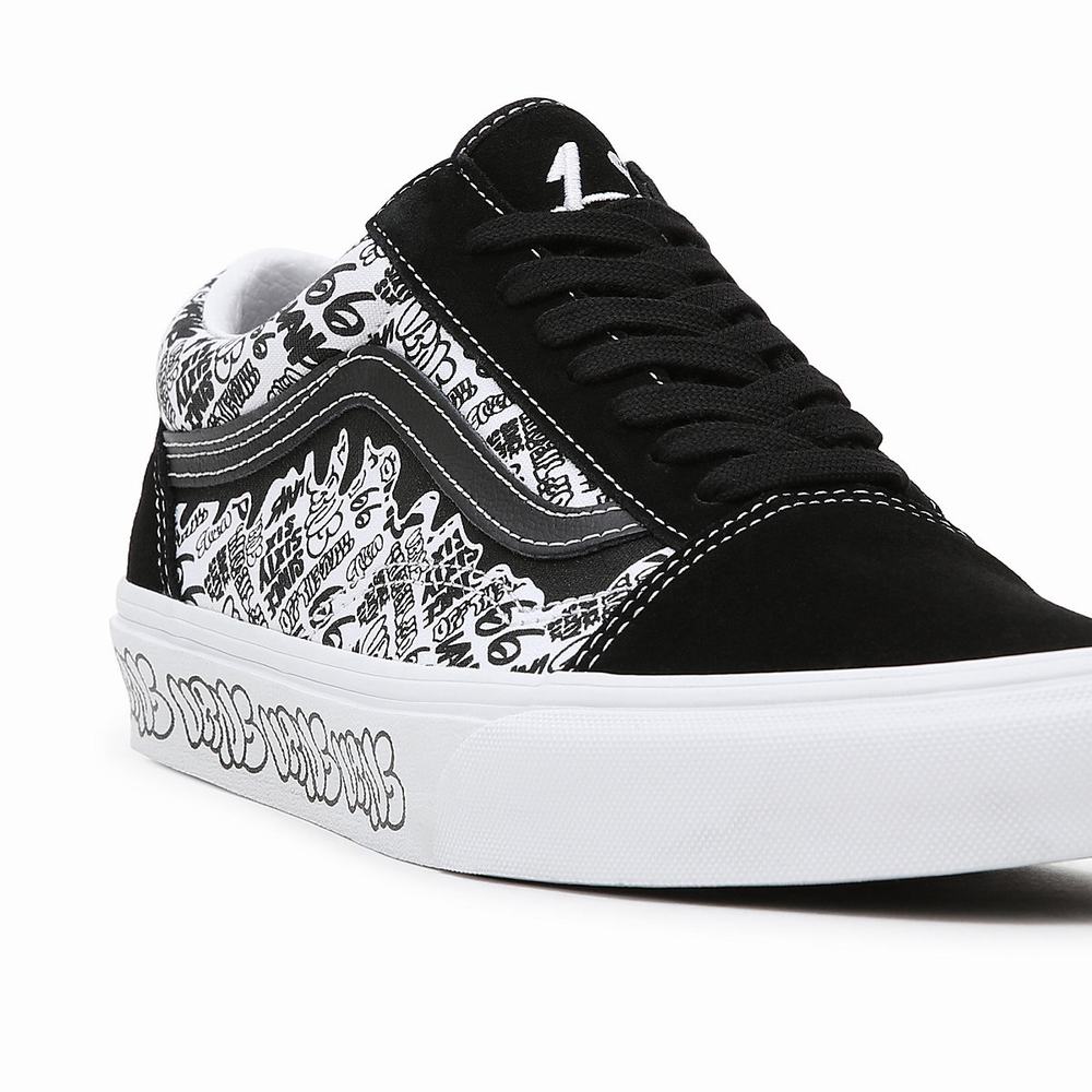 Men's Vans Old Skool Sneakers Black / White | USA74081