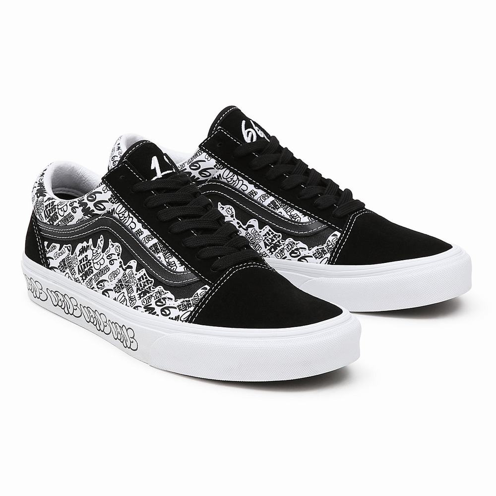 Men\'s Vans Old Skool Sneakers Black / White | USA74081