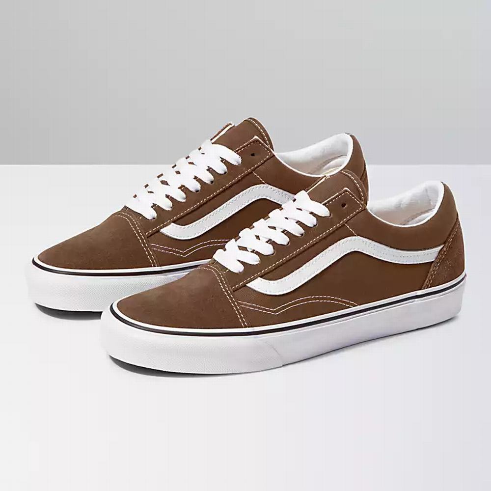 Men\'s Vans Old Skool Sneakers Brown / White | USA19824