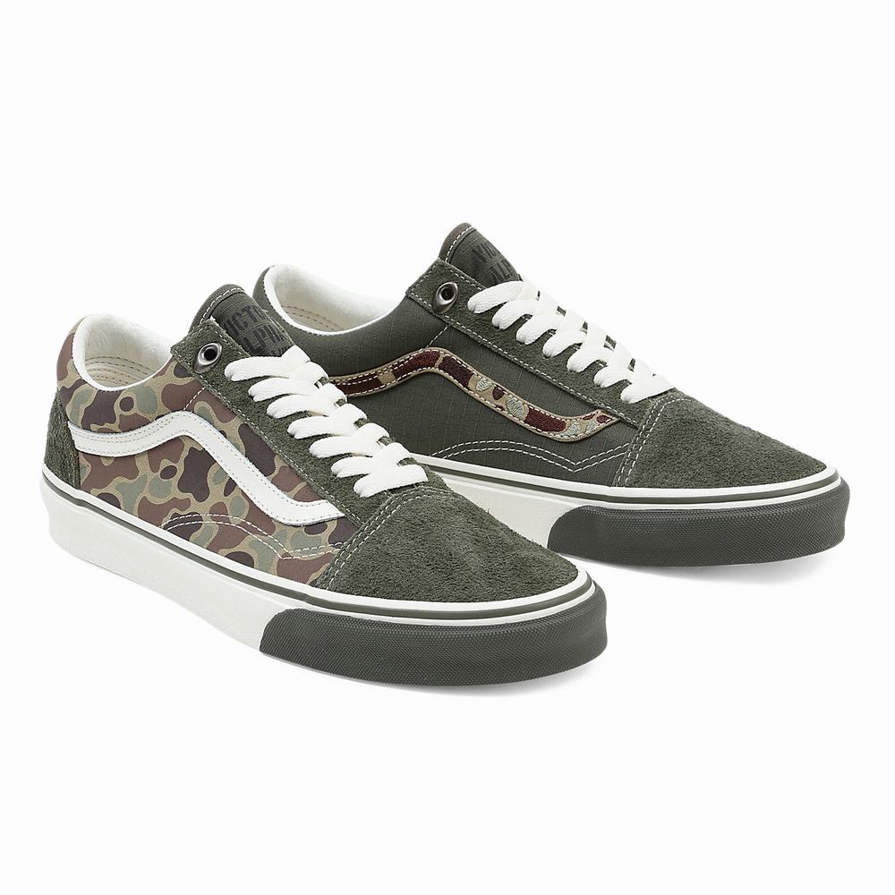 Men\'s Vans Old Skool Sneakers Green / White | USA39751