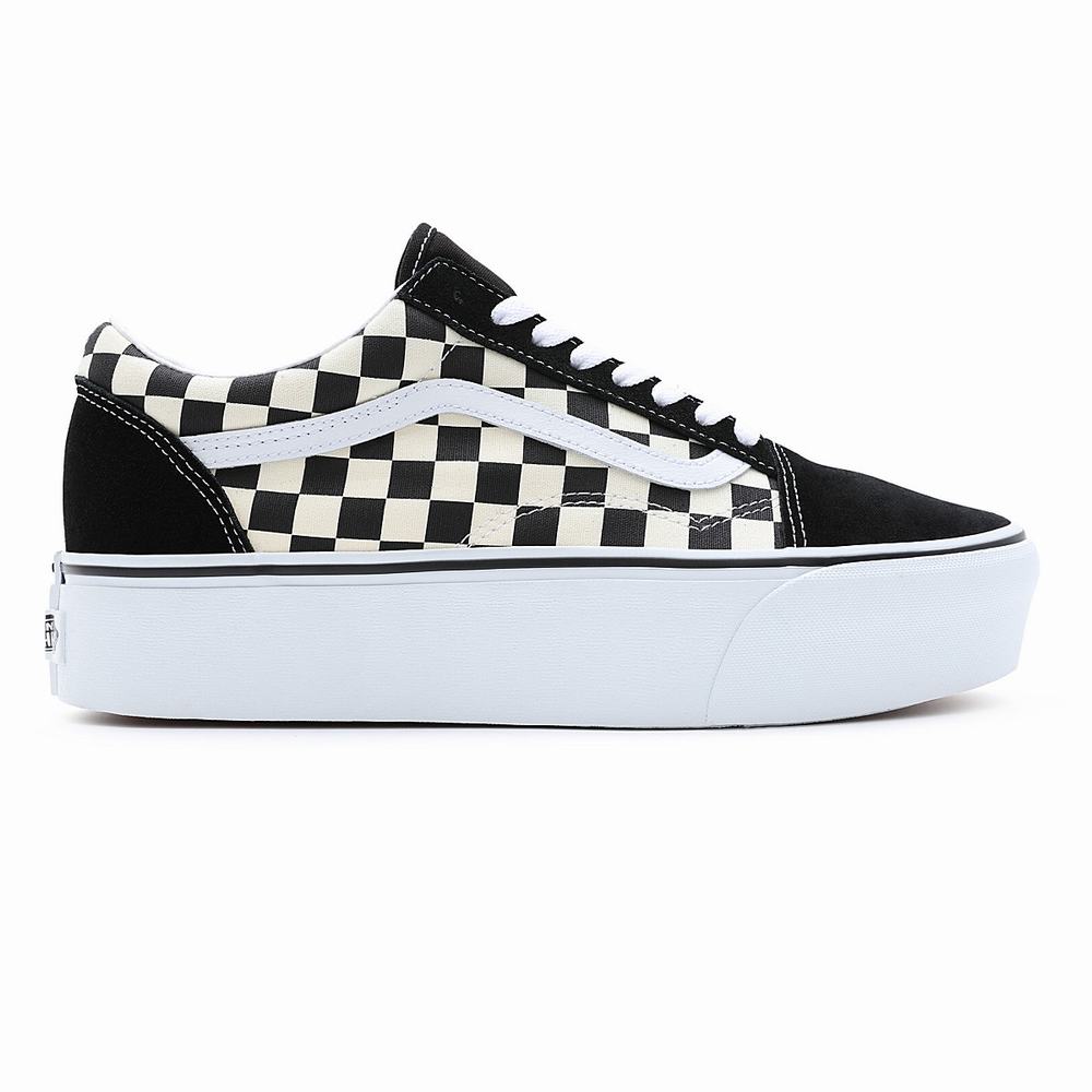 Men's Vans Old Skool Stackform Sneakers Black / White | USA01573