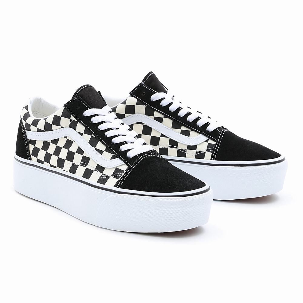 Men\'s Vans Old Skool Stackform Sneakers Black / White | USA01573