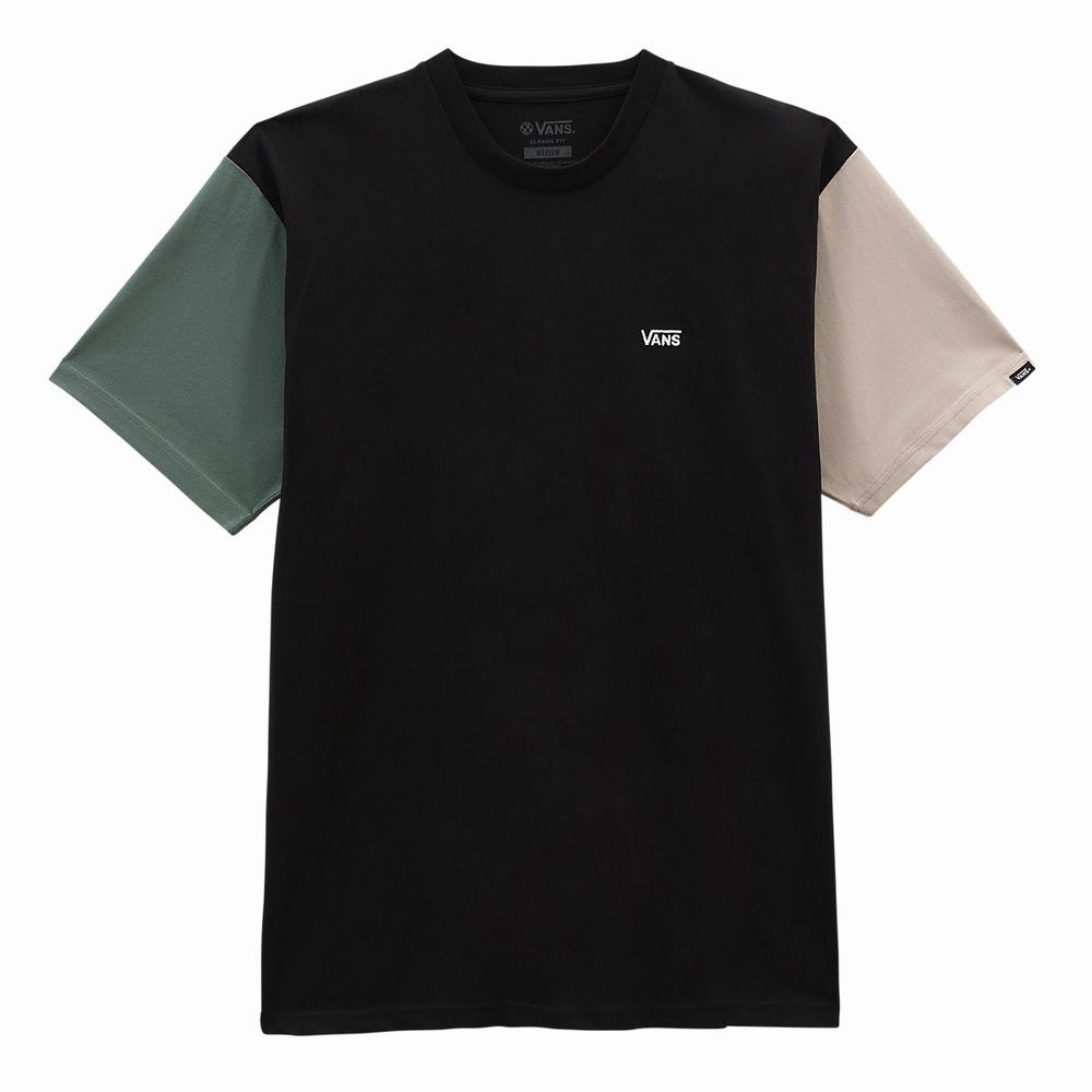 Men's Vans Opposite II T Shirts Black / Green | USA35976