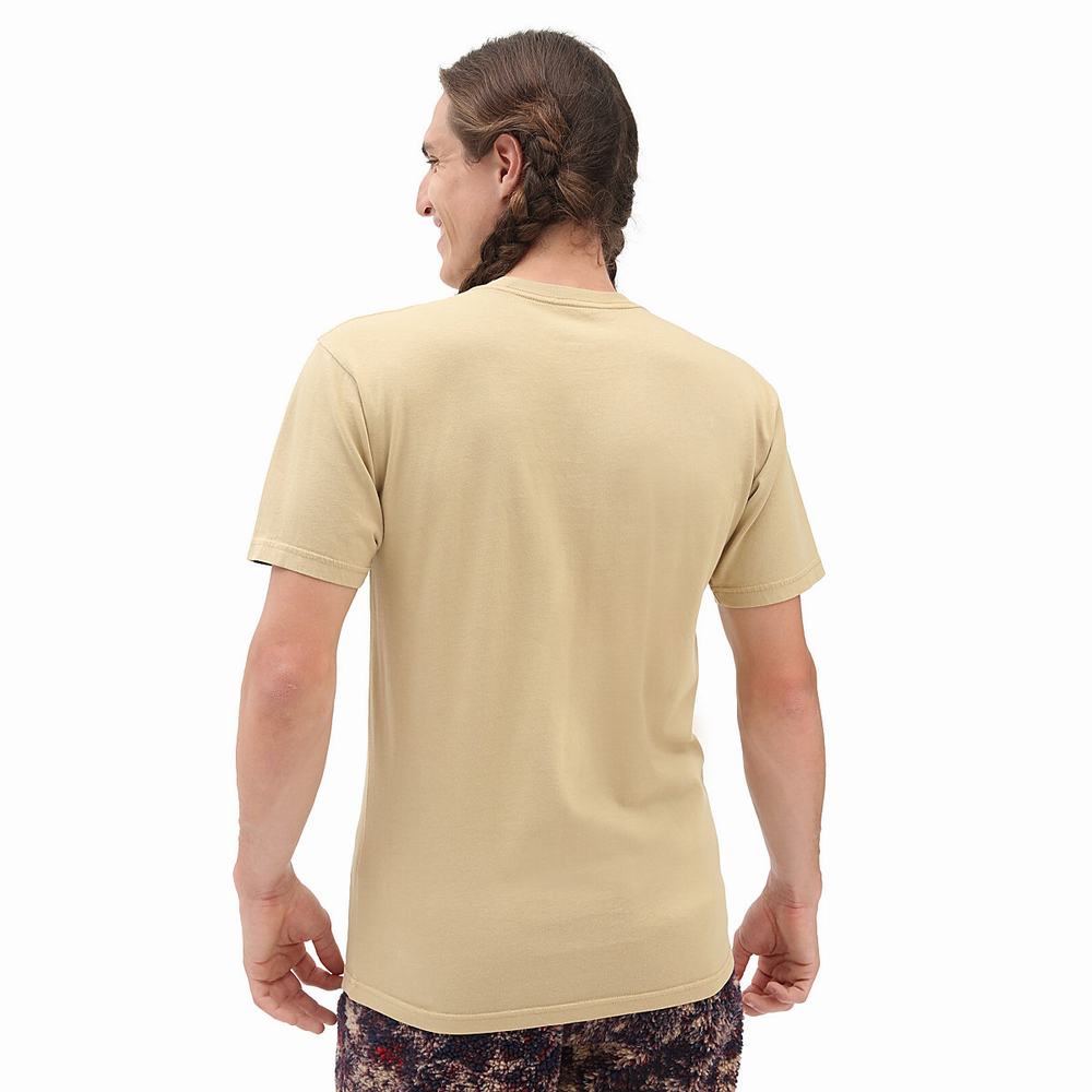 Men's Vans Outdoor Club T Shirts Beige | USA52438