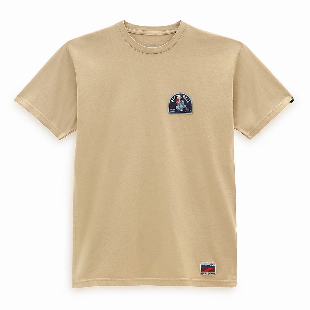 Men's Vans Outdoor Club T Shirts Beige | USA52438