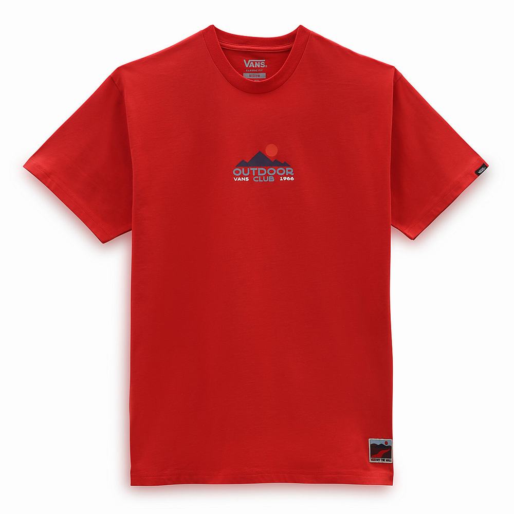 Men's Vans Outdoor Club T Shirts Red | USA27139