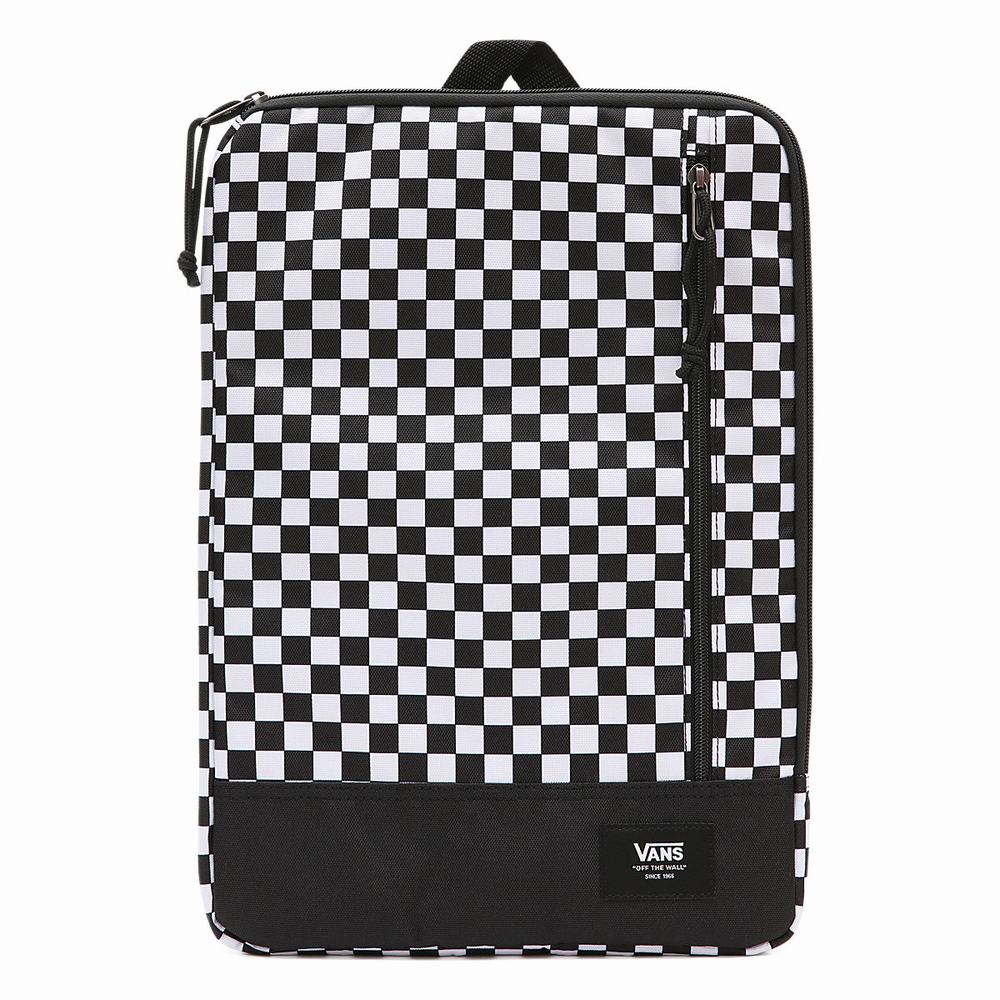 Men\'s Vans Padded Laptop Sleeve Bags Black / White | USA45320