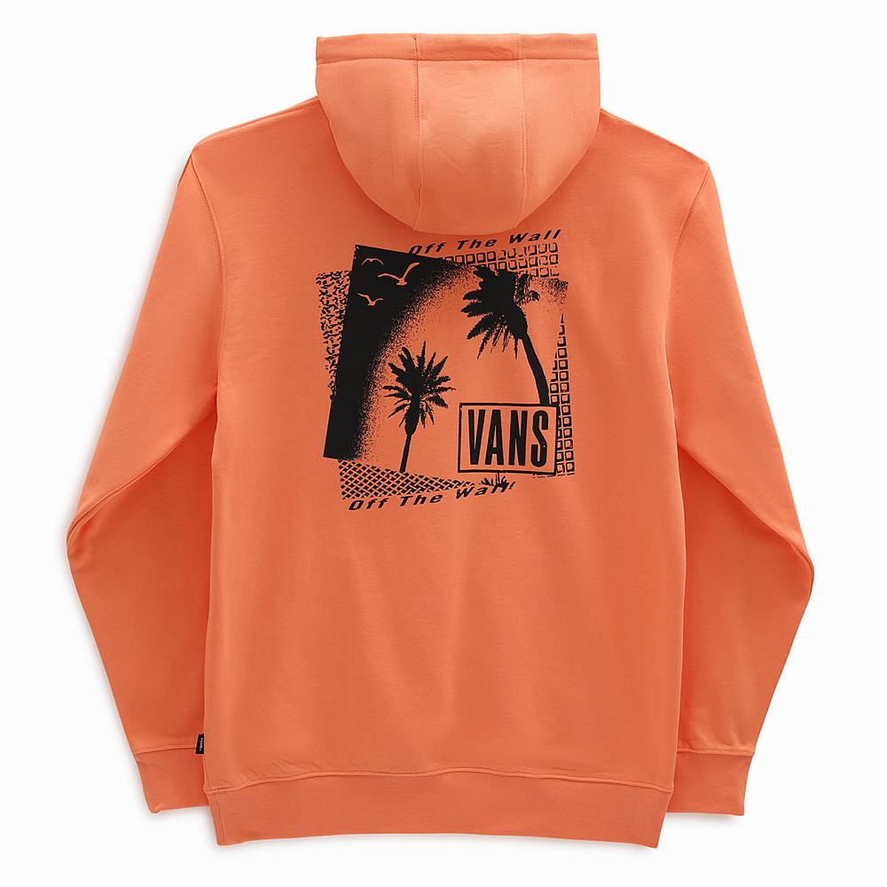 Men's Vans Palm Tree Hoodie Orange | USA82143