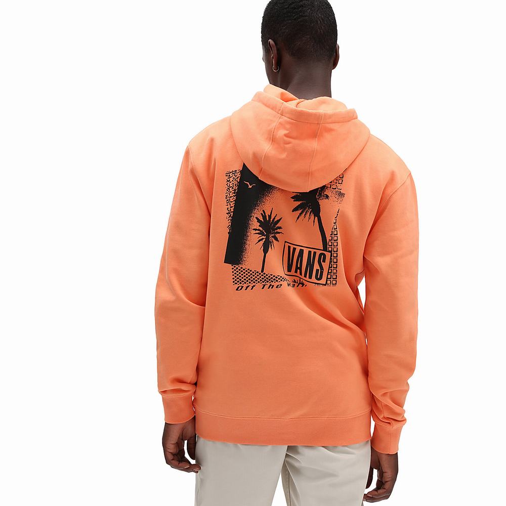 Men\'s Vans Palm Tree Hoodie Orange | USA82143