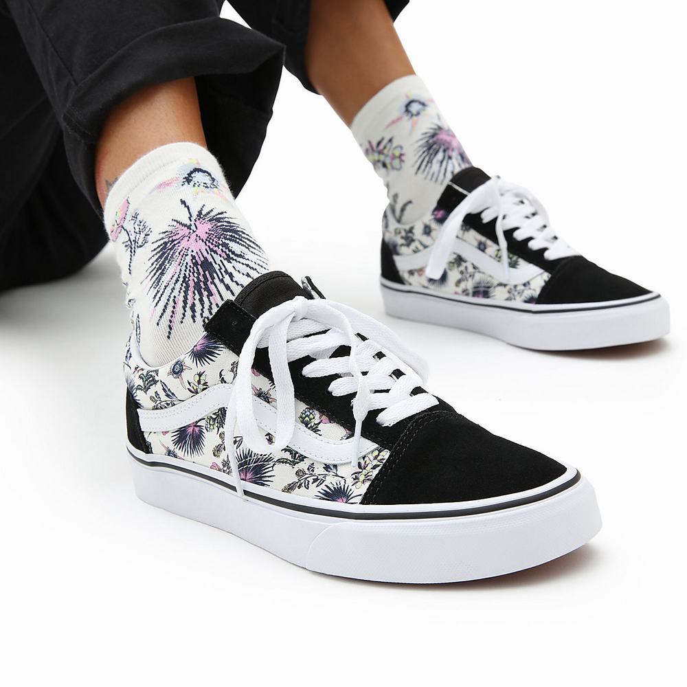 Men's Vans Paradise Floral Old Skool Sneakers Black | USA28965