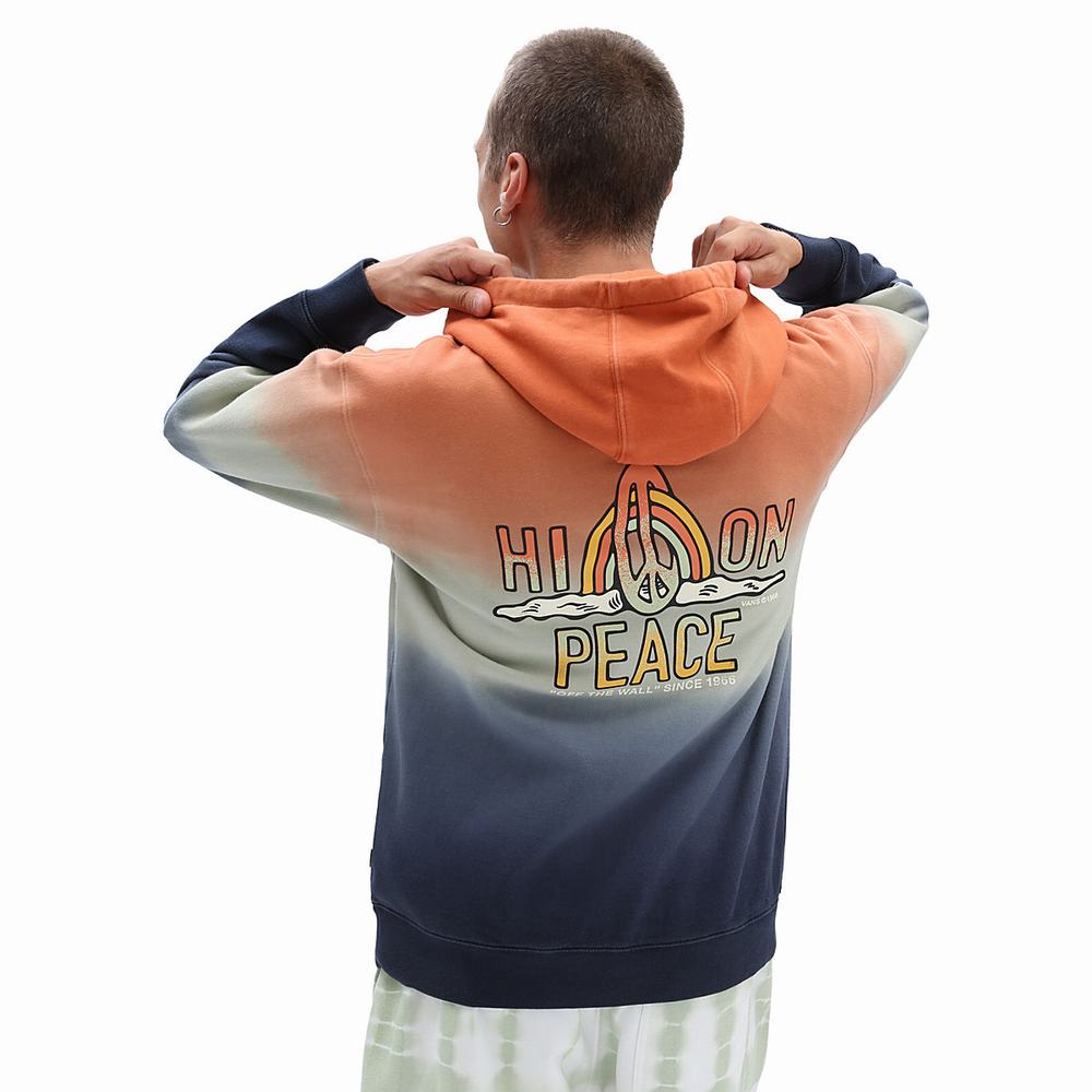 Men\'s Vans Peace Of Mind II Pullover Blue / Multicolor / Orange | USA21506